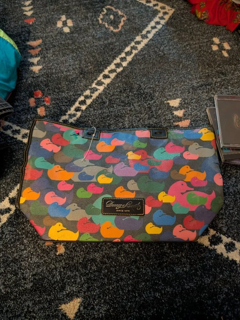 Dooney & Bourke Wonder Duck East West Tote Multicolor Y2K Missing Strap
